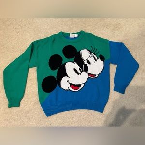Rare Vintage Mickey Minnie Mouse Disney Knit Pullover Sweater 90s Size L Kidcore
